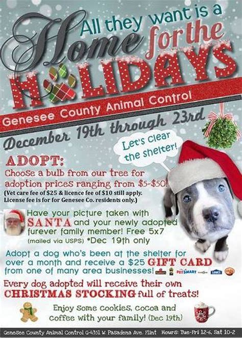 Genesee county animal control. Shelter Animal Donations (SAD) SAD is a small non-profit organization made up of Genesee County Animal Control volunteers. They formed in 2014 and have worked side by side with GCAC staff and leadership to get the animals the very best care and support. They help our shelter get much needed supplies such as harnesses, leashes, treats, toys as ... 
