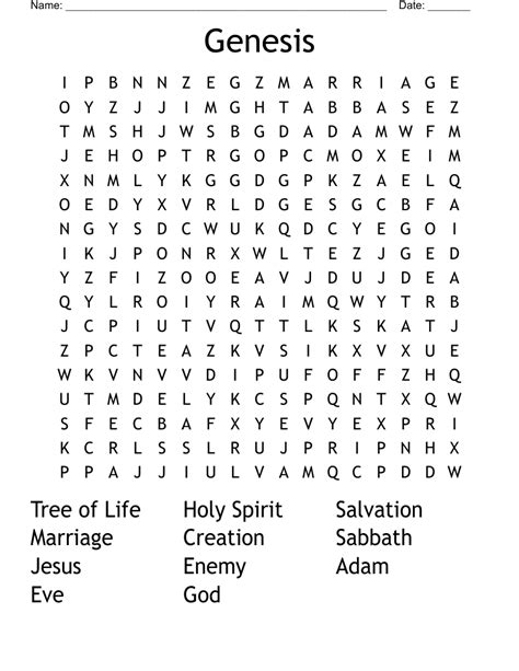 Genesis Word Search WordMint