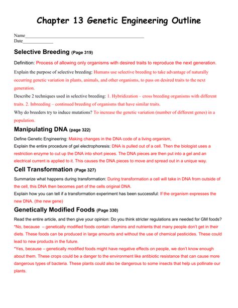 Genetic Engineering Outline