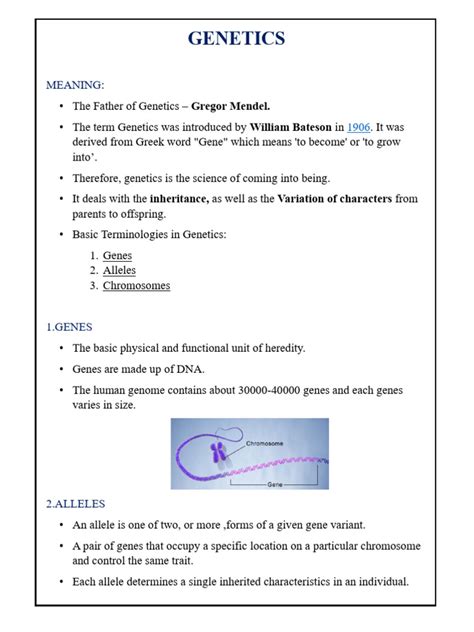 Genetics Notes An Introduction To Genetics