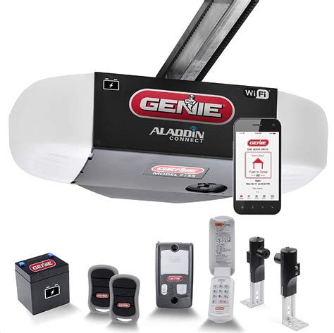 Genie 7155. The Genie Signature Series 3155D-TKSV smart garage door opener offers an ultra-quiet 3/4 HPc DC motor along with accessories you need including WiFi connectivity. This smart garage door opener features a Genie steel-reinforced belt and DC motor to reduce noise making it the ideal choice for garages attached to living spaces. 