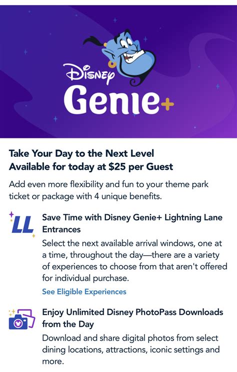 Genie Plus Pricing Calendar