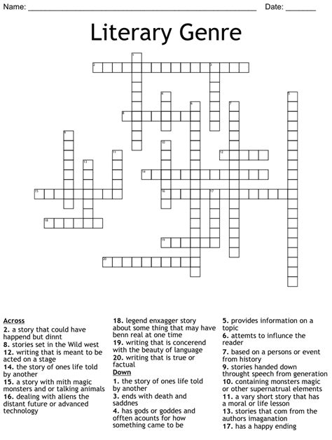 The Crossword Solver found 30 answers to "rock music genre", 6 letters crossword clue. The Crossword Solver finds answers to classic crosswords and cryptic crossword puzzles. Enter the length or pattern for better results. Click the answer to find similar crossword clues . Enter a Crossword Clue. . 