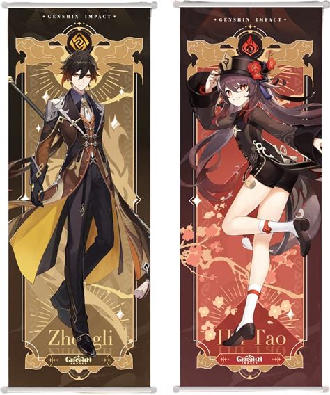 Genshin Impact Anime Hu Tao Poster Wall Scroll Hanging Painting …