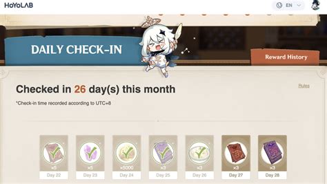Genshin daily log in. Oct 2, 2023 · Once logged in, click the Daily check-in button on the right side of the home page. This will take you directly to the Daily Login Rewards page. You will also receive 100 Primogems & 10000 Mora in your first login. Claim the rewards from in-game mail in the Genshin Impact game. For PS4 players to get access to the daily check in event, link ... 
