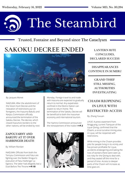 Genshin impact newspaper. We at Game8 thank you for your support. In order for us to make the best articles possible, share your corrections, opinions, and thoughts about 「Current and Next Banner Schedule (March 2024) | … 