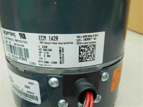 Genteq 1/3 HP ECM 142R Condenser Fan Motor with Power Pack 5SME39HL Refurbished. Genteq 1/3 HP ECM 142R A/C Condenser Fan Motor with Power Pack 5SME39HL (Refurbished) Compatible with: Several A/C Units. Voltage: 230V RPM: 820 HZ: 50/60 AMP: 2.8 Speed: Variable. This item was recently removed from a working unit.. 