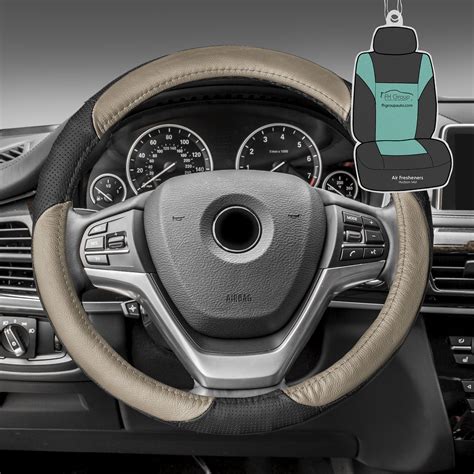 This item: BDK Genuine Gray Leather Steering Wheel Cover for 