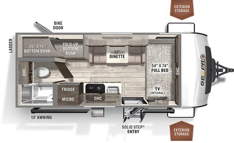 Geo pro floor plans. Geo Pro Camper Floorplans. There are many floor plans available for the Geo Pro Camper. This makes it possible to find a floor plan to fit nearly every lifestyle. Toy Haulers. The two Geo Pro Camper toy haulers are both 20’2″ long and weigh approximately 3,500 pounds. The 19 has an 8’6” toy hauler area in the back. 