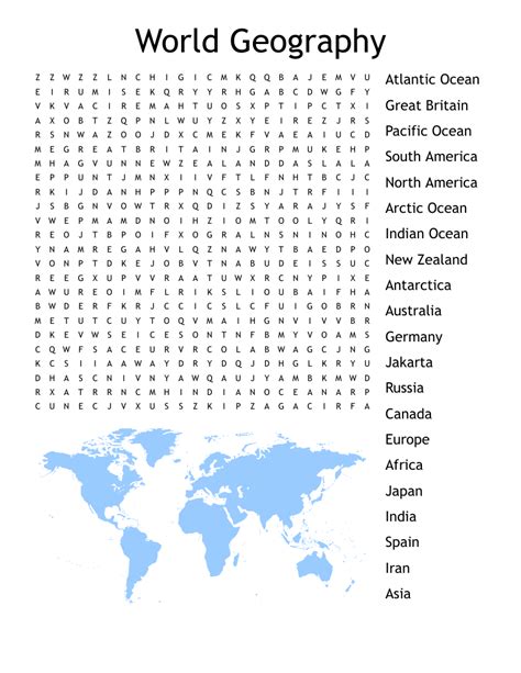 Geography! Word Search WordMint