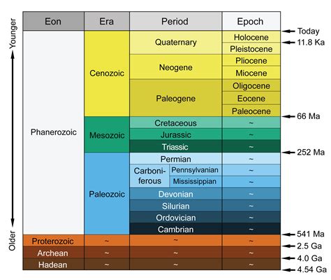 Today, the geologic time scale is divided into major chunks of t