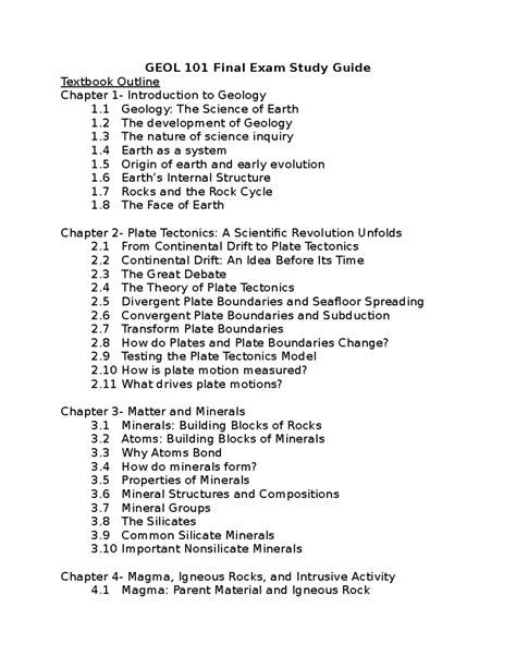 Geology Final Exam Study Guide
