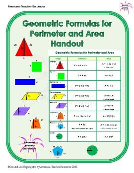 Geometric Formulas for Perimeter and Area Handout Geometric formulas