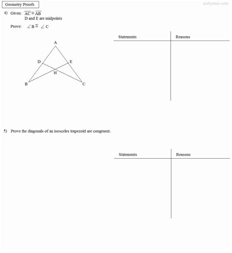 Geometric Proofs Worksheet with Answers Awesome Math Plane Proofs