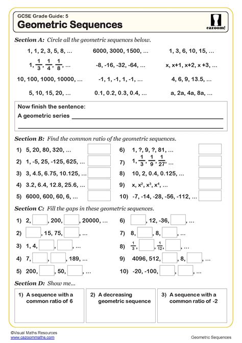 Geometric Sequence Worksheet Answers
