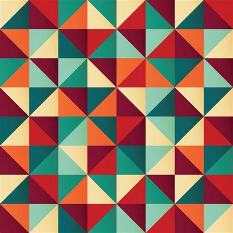 Geometric seamless pattern with colorful triangles in retro design