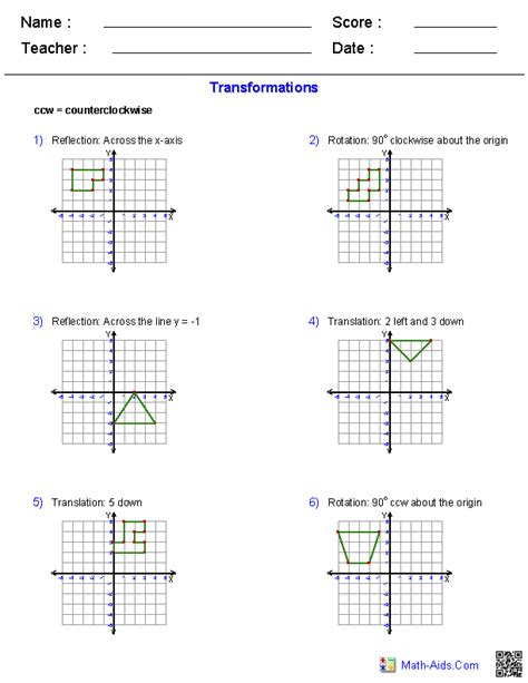 Geometric transformations worksheet.  A well-structured review Transformations Worksheet 9.  Tra...
