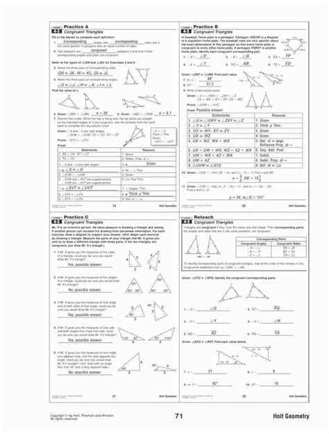 Geometry 3 Form Test Answer Key