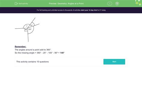 Geometry Angles at a Point Worksheet EdPlace