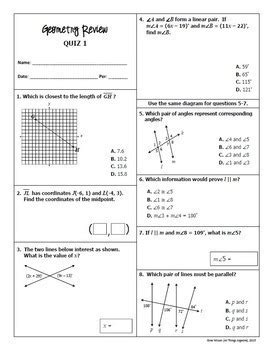 Geometry Answer Key for Chapter 7.17.3 Review Packet
