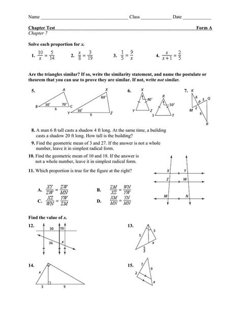 Geometry Assessment Answers Chapter Test