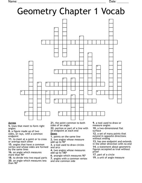 Geometry Chapter 1 Crossword WordMint