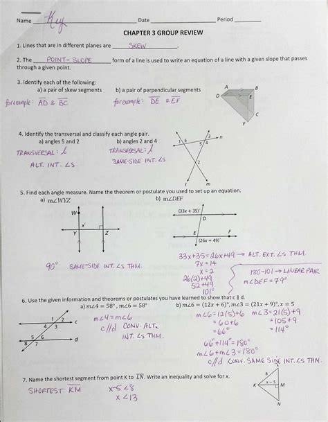 Geometry Chapter 3 Test Answer Key SharifaGwion
