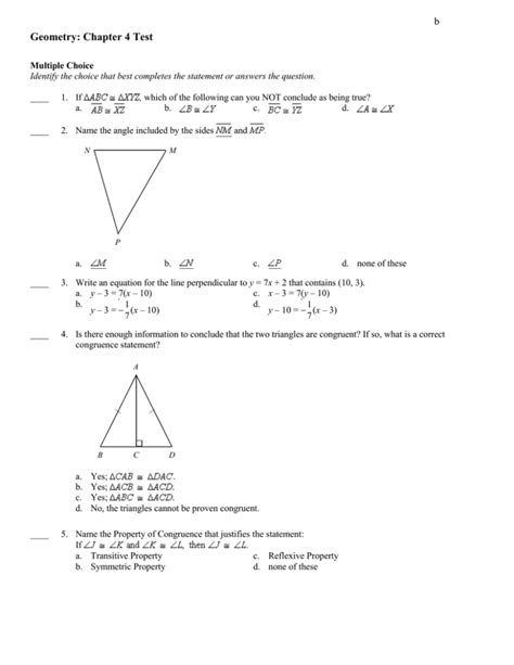 Geometry Chapter 4 Test b