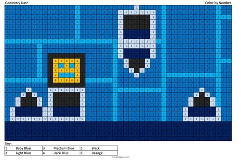 Geometry Dash Color By Number Coloring Squared