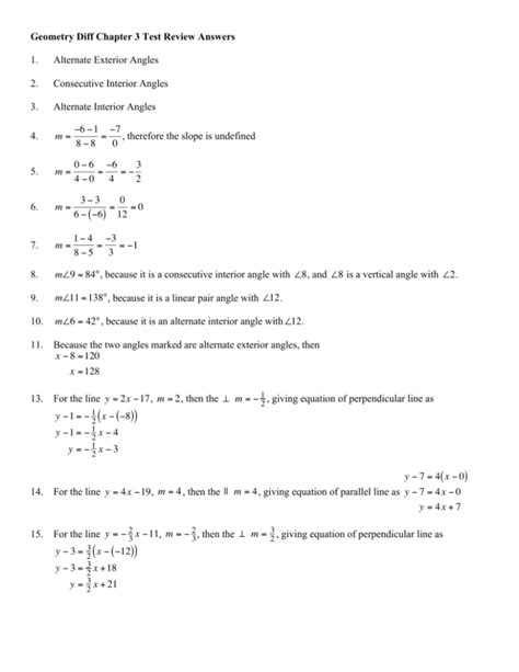 Geometry Diff Chapter 3 Test Review Answers 1. Alternate Exterior
