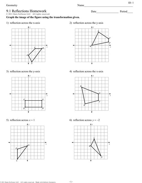 Geometry G Reflections Worksheet 1 Answer Key