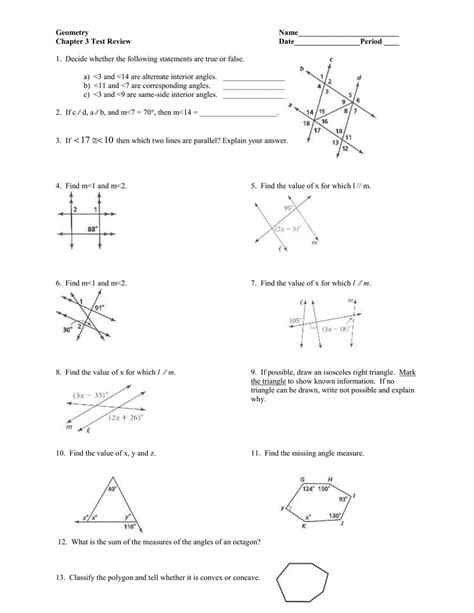 Geometry Name__________________________ Chapter 3 Test Review
