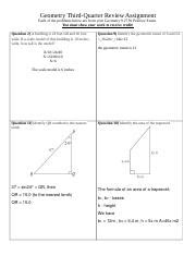 Geometry Quarter 3 Pre Assessment Answers