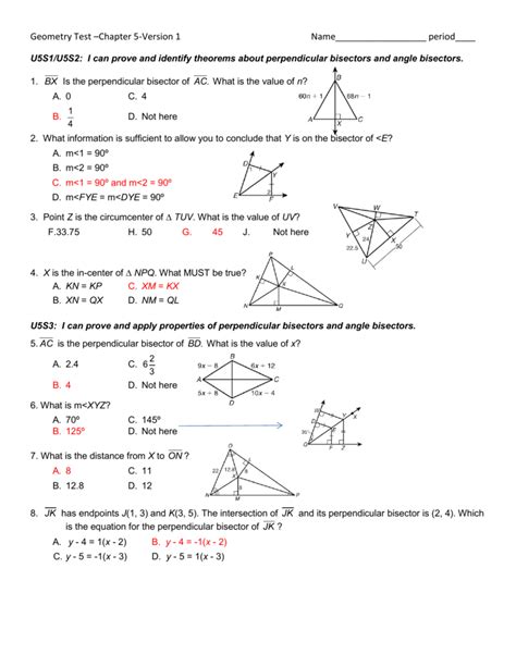 Geometry Test Chapter 5Version 1 Name__________________