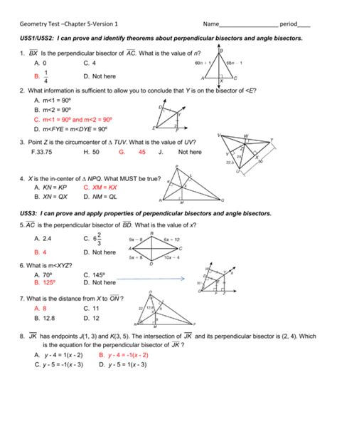 Geometry Test With Answers Questions