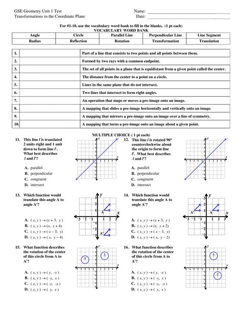Geometry Unit 1 Test Review Michelle Shivers Library Formative