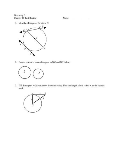 Geometry Unit 10 Circles Test Answer Key / Chapter 10 Test Review With Key