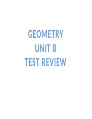 Geometry Unit 8 Review Answers