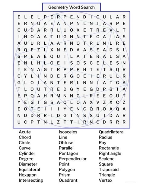 Geometry Word Search Printable Word Search Printable