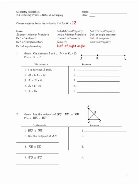 Geometry Worksheet Beginning Proofs Answers Pro Worksheet
