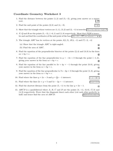 Geometry Worksheets Coordinate Worksheets with Answer Keys