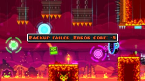 Geometry dash backup failed. Hello, I've been playing GD for about six months and I have 1858 stars, 93 secret coins, 428 user coins and 14 completed demon levels. But now I can't save or load my data. Every time when I try to save it says: "Backup failed. Please try again later." and every time when I try to load my data it says: "Sync failed. Please try again later.". I … 