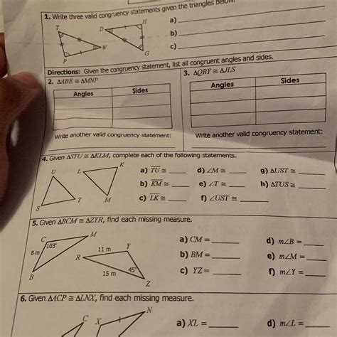 Geometry unit 4 congruent triangles answer key. Int. Geometry Unit 4 Test Review 1 C A X Z B Y D A B C C A D E B B A C D Directions 1-6: In each of the diagrams below, name all pairs of congruent triangles you can identify (without drawing more segments or naming more points). (a) Write down the triangle congruence statements and (b) explain why the triangles are congruent (SSS, SAS, etc). 