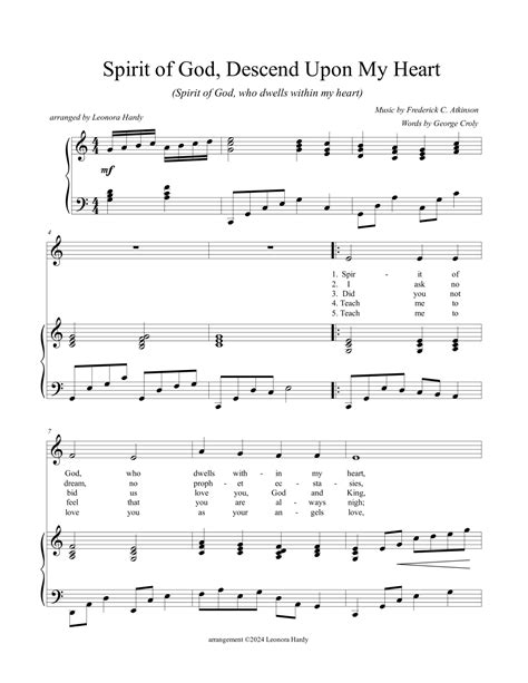 George Croly "Spirit Of God, Descend Upon My Heart" Sheet …