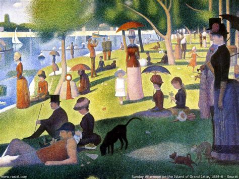 Seurat also participated in another exhibition, Salon des Indépendants, in 1889. It was during this period that he painted Signac's portrait for the first time. Famous Works After the debut of Bathers at Asnières, he began working on his next big piece, "A Sunday Afternoon on the Island of La Grande Jatte," which became one of his famous pieces..