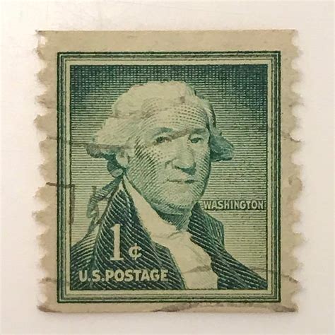 Green George Washington One Cent Stamp on Envelope Pos