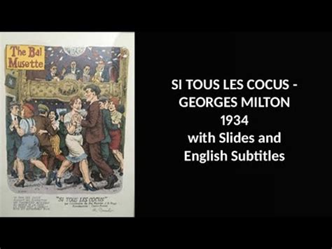 Georges Milton - Si tous les cocus (1932) - YouTube