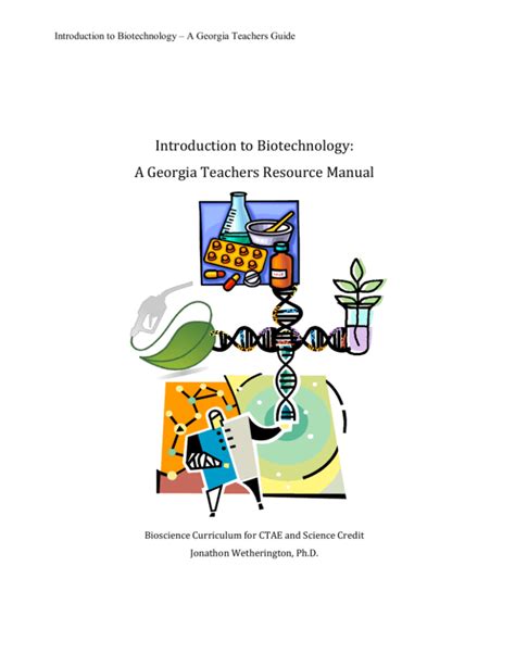 Georgia teachers guide introduction to biotechnology. - New holland tractor repair manual tc 30.