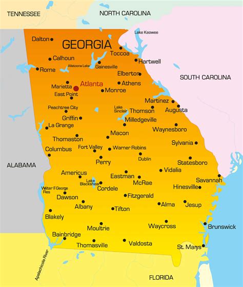 Georgia us map. Coordinates: 33°N 83.5°W. Georgia is a state in the Southeastern United States in North America. The Golden Isles of Georgia lie off the coast of the state. 