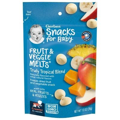 Gerber Crawler Fruit & Veggie Melts Truly Tropical Blend Baby Snacks ...